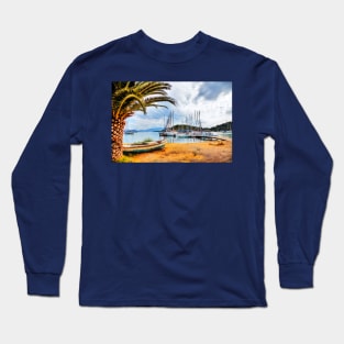 Lefkas Boats And Yachts Harbor Long Sleeve T-Shirt